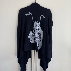 Lauren Moshi Motorcycle Open Front Waterfall Cardigan